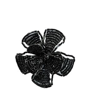 Handmade Black Beaded Flower Hair / Lapel Clip